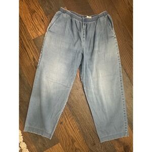 Alfred Dunner Petite Women 14P Light Wash Denim Elastic Waist Pull On Pants